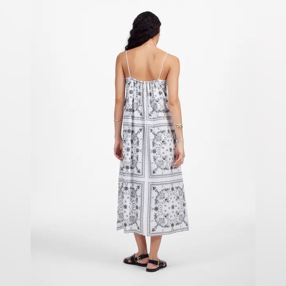 Madewell Embroidered Deep V-Neck Midi Dress in Bandana - Picture 10 of 10